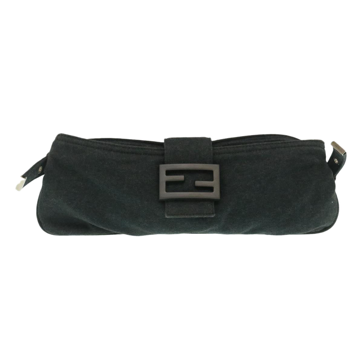 FENDI Mamma Baguette Shoulder Bag Canvas Gray yk4088