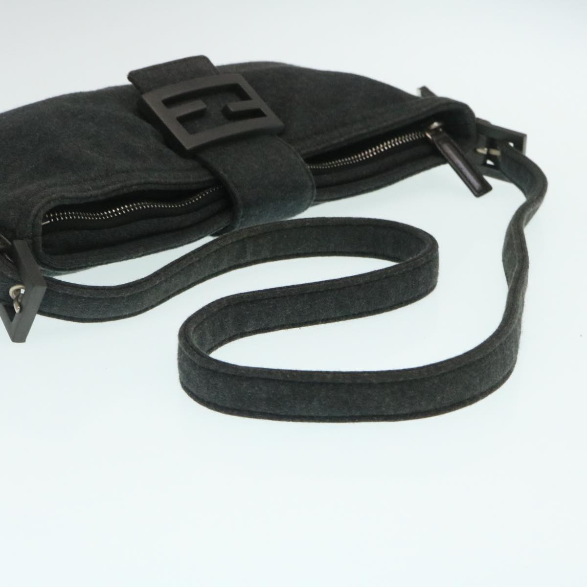FENDI Mamma Baguette Shoulder Bag Canvas Gray yk4088