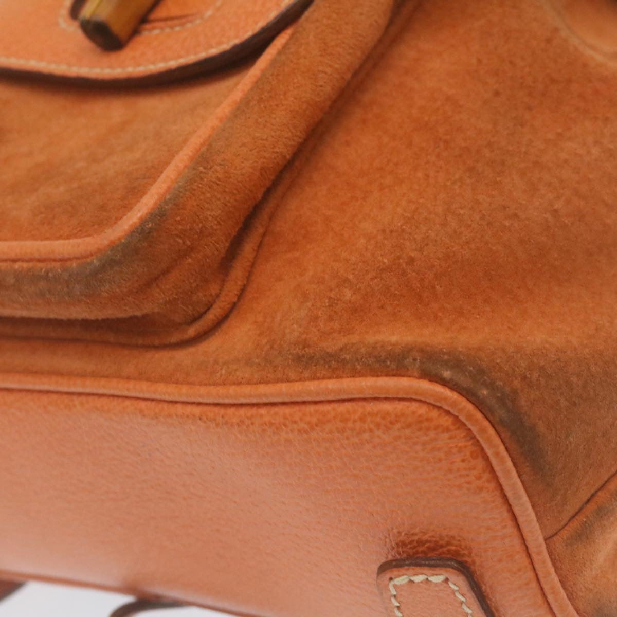 GUCCI Bamboo Boston Bag Suede Orange yk4110