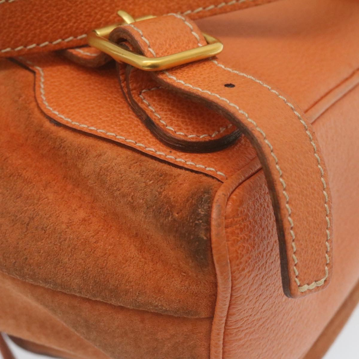 GUCCI Bamboo Boston Bag Suede Orange yk4110
