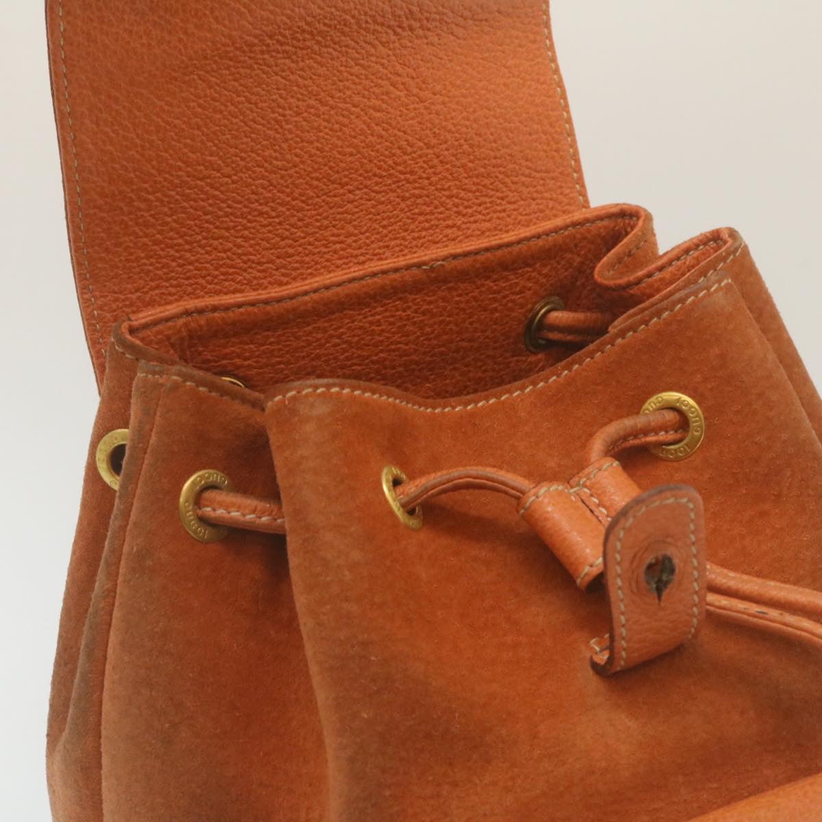GUCCI Bamboo Boston Bag Suede Orange yk4110