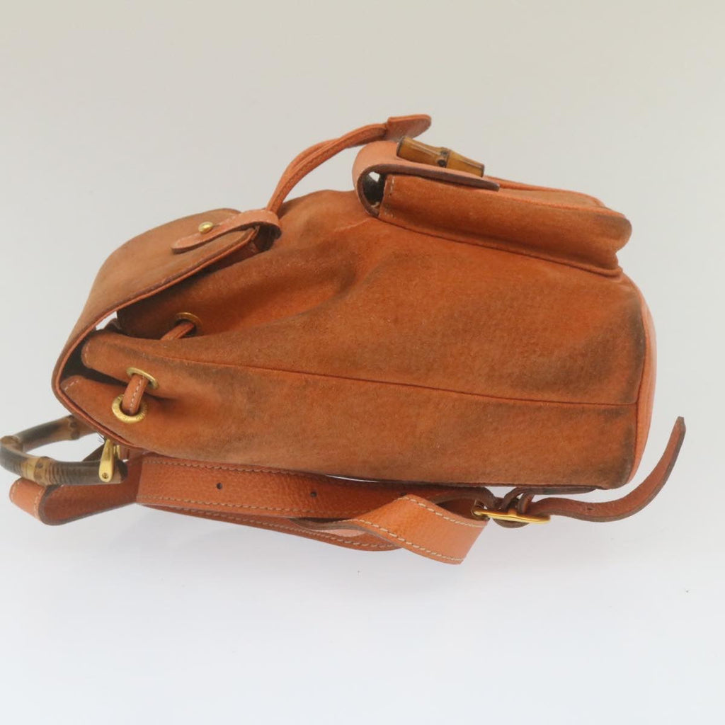GUCCI Bamboo Boston Bag Suede Orange yk4110