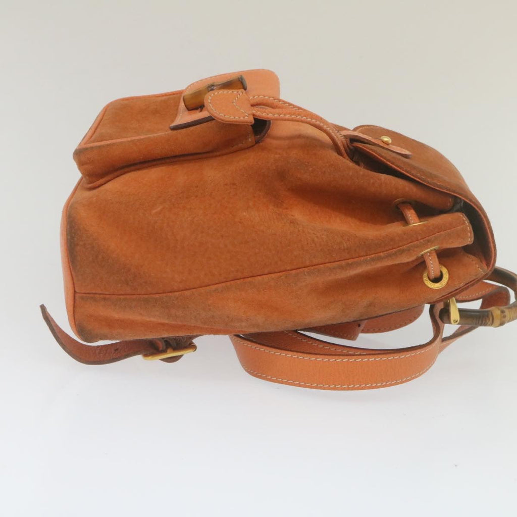 GUCCI Bamboo Boston Bag Suede Orange yk4110