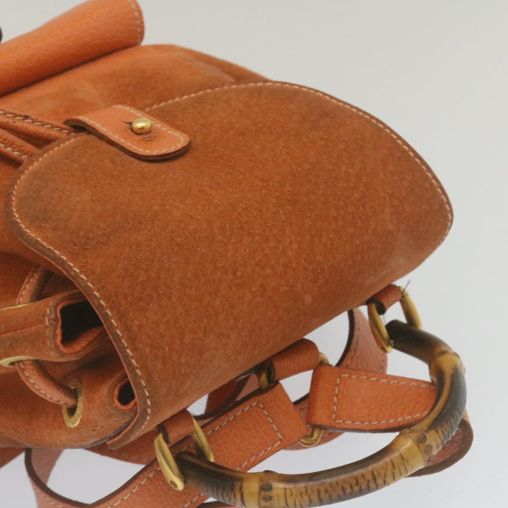 GUCCI Bamboo Boston Bag Suede Orange yk4110