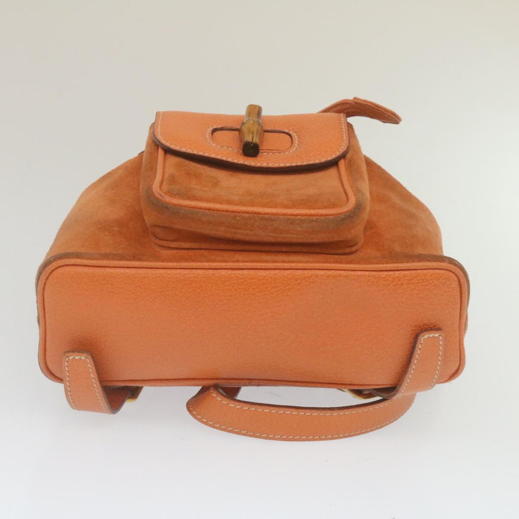 GUCCI Bamboo Boston Bag Suede Orange yk4110