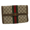 GUCCI Web Sherry Line GG Canvas Clutch Bag Beige Red Green yk4350