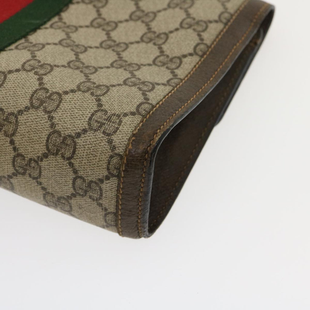 GUCCI Web Sherry Line GG Canvas Clutch Bag Beige Red Green yk4350