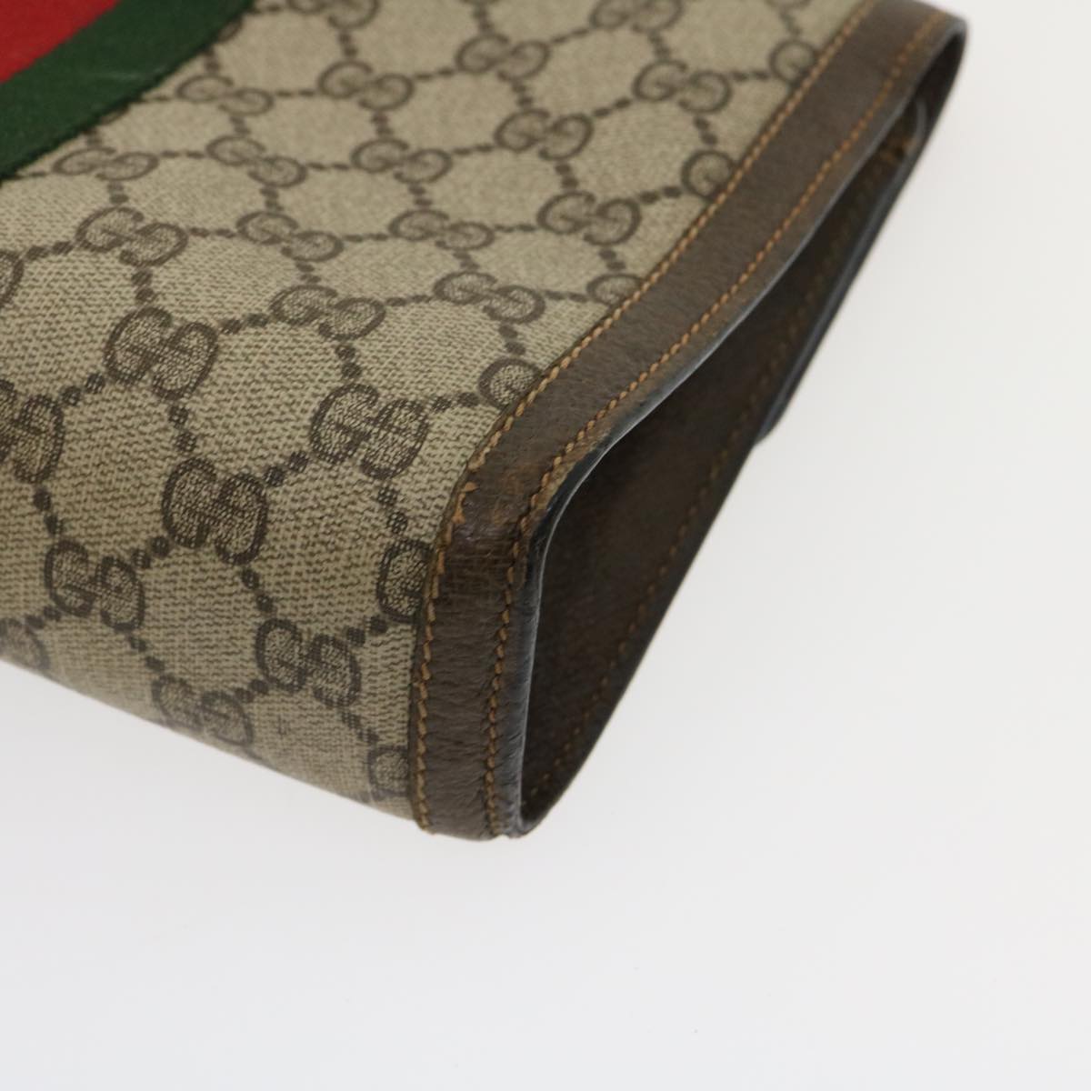 GUCCI Web Sherry Line GG Canvas Clutch Bag Beige Red Green yk4350