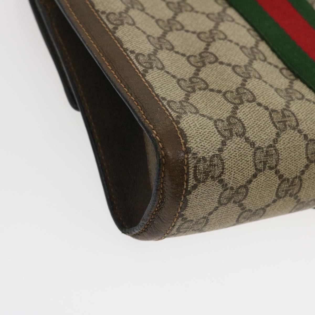 GUCCI Web Sherry Line GG Canvas Clutch Bag Beige Red Green yk4350
