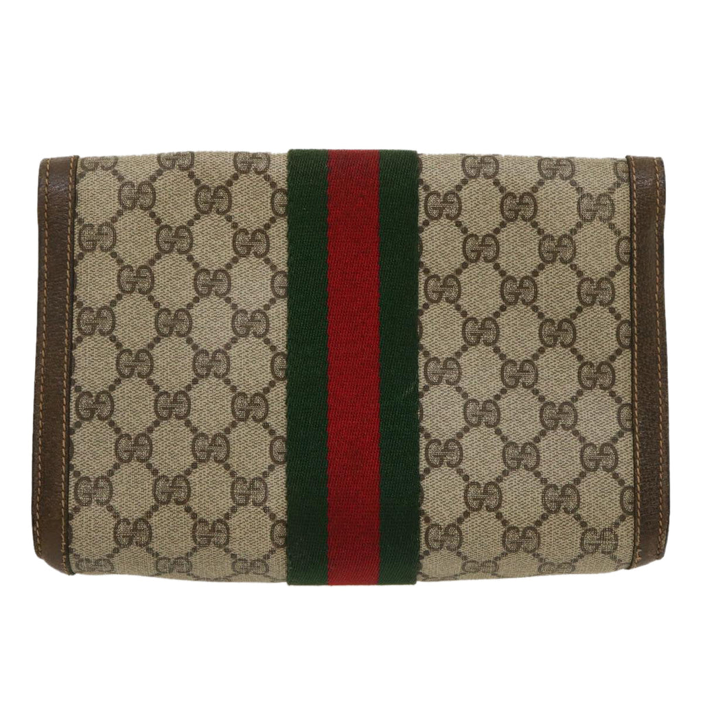 GUCCI Web Sherry Line GG Canvas Clutch Bag Beige Red Green yk4350
