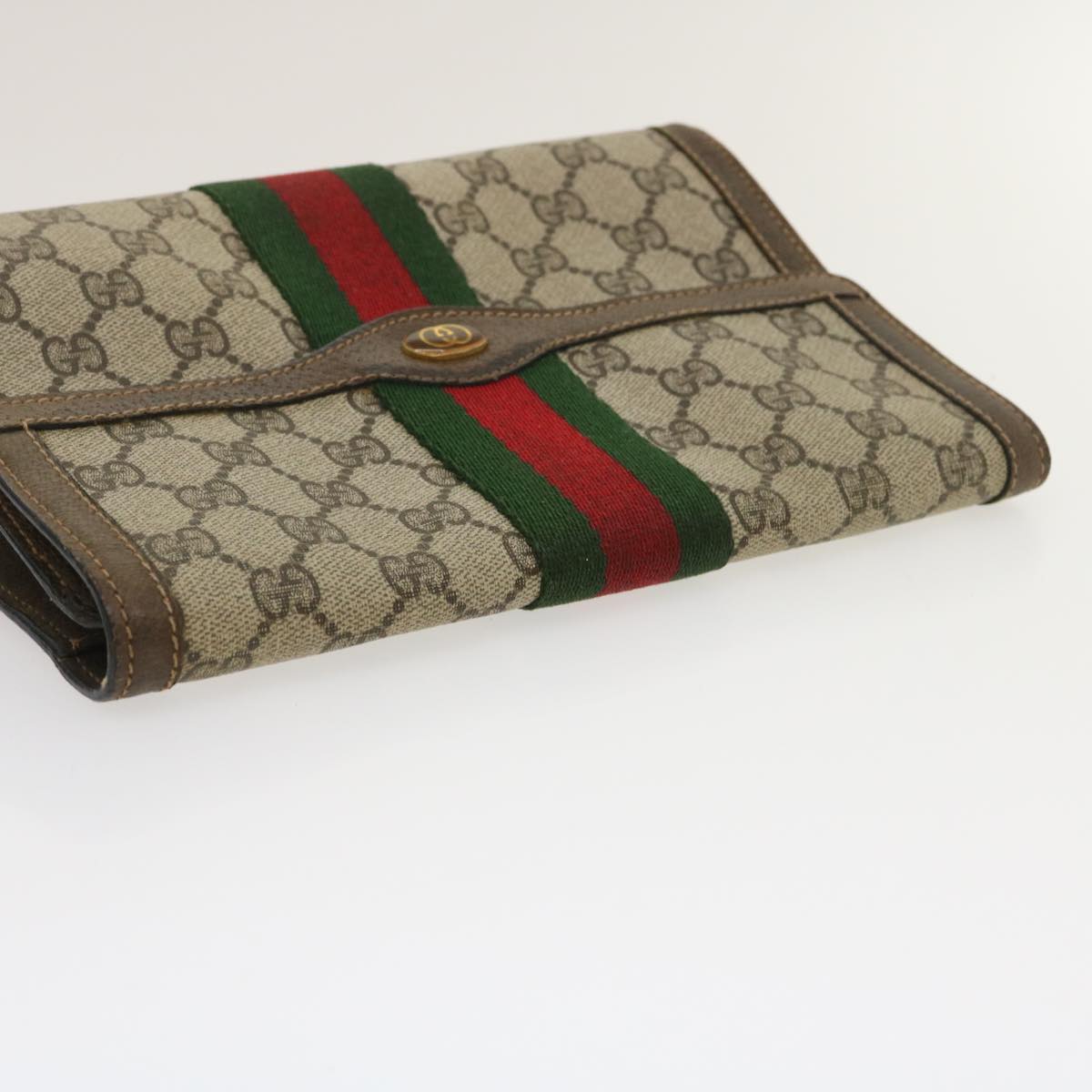 GUCCI Web Sherry Line GG Canvas Clutch Bag Beige Red Green yk4350