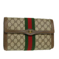 GUCCI Web Sherry Line GG Canvas Clutch Bag Beige Red Green yk4369