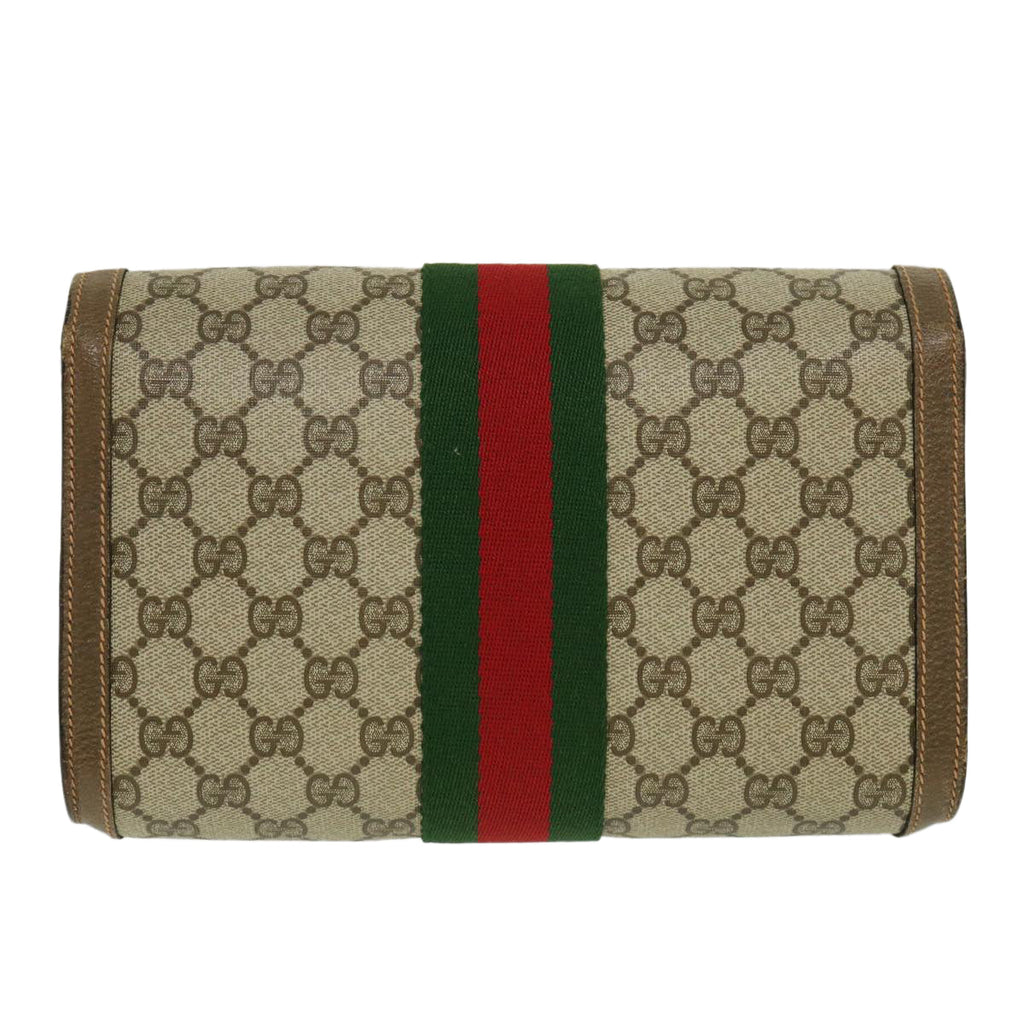GUCCI Web Sherry Line GG Canvas Clutch Bag Beige Red Green yk4369
