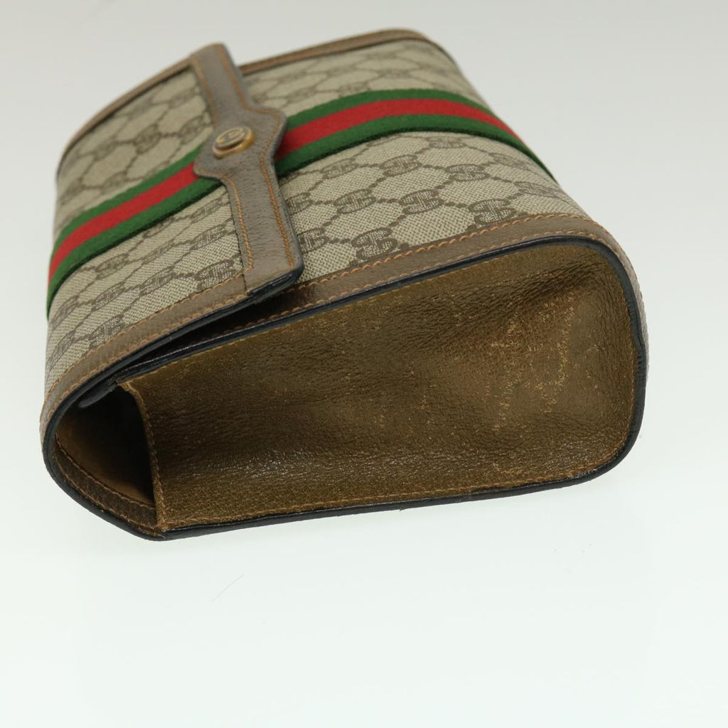 GUCCI Web Sherry Line GG Canvas Clutch Bag Beige Red Green yk4369