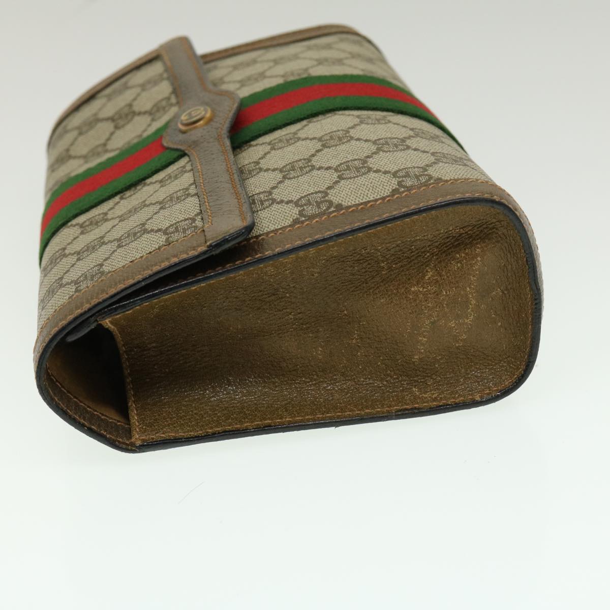 GUCCI Web Sherry Line GG Canvas Clutch Bag Beige Red Green yk4369