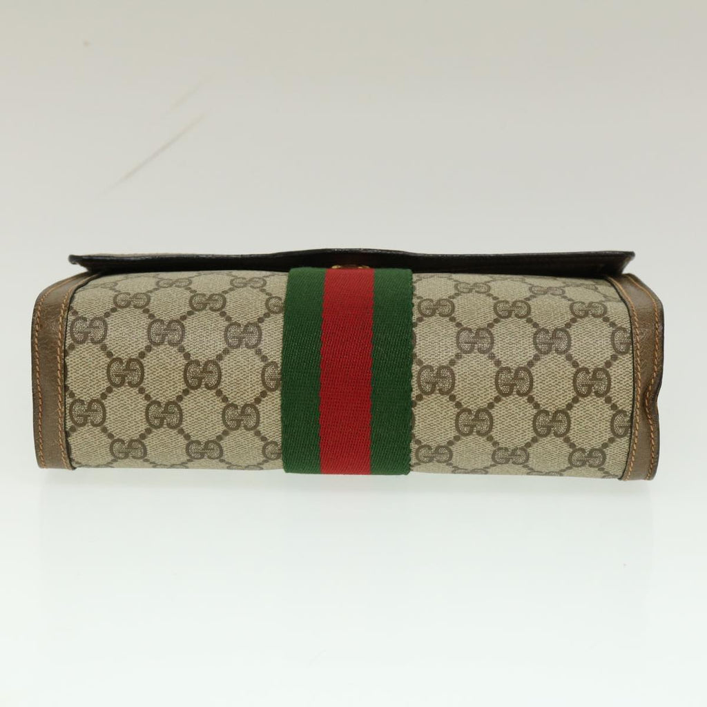 GUCCI Web Sherry Line GG Canvas Clutch Bag Beige Red Green yk4369