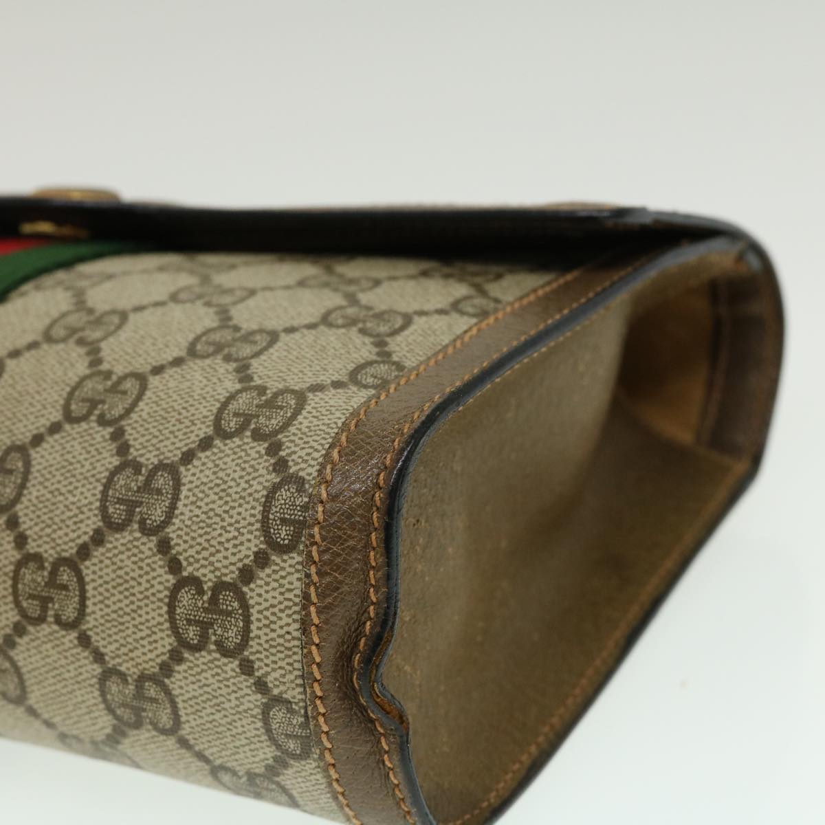 GUCCI Web Sherry Line GG Canvas Clutch Bag Beige Red Green yk4369