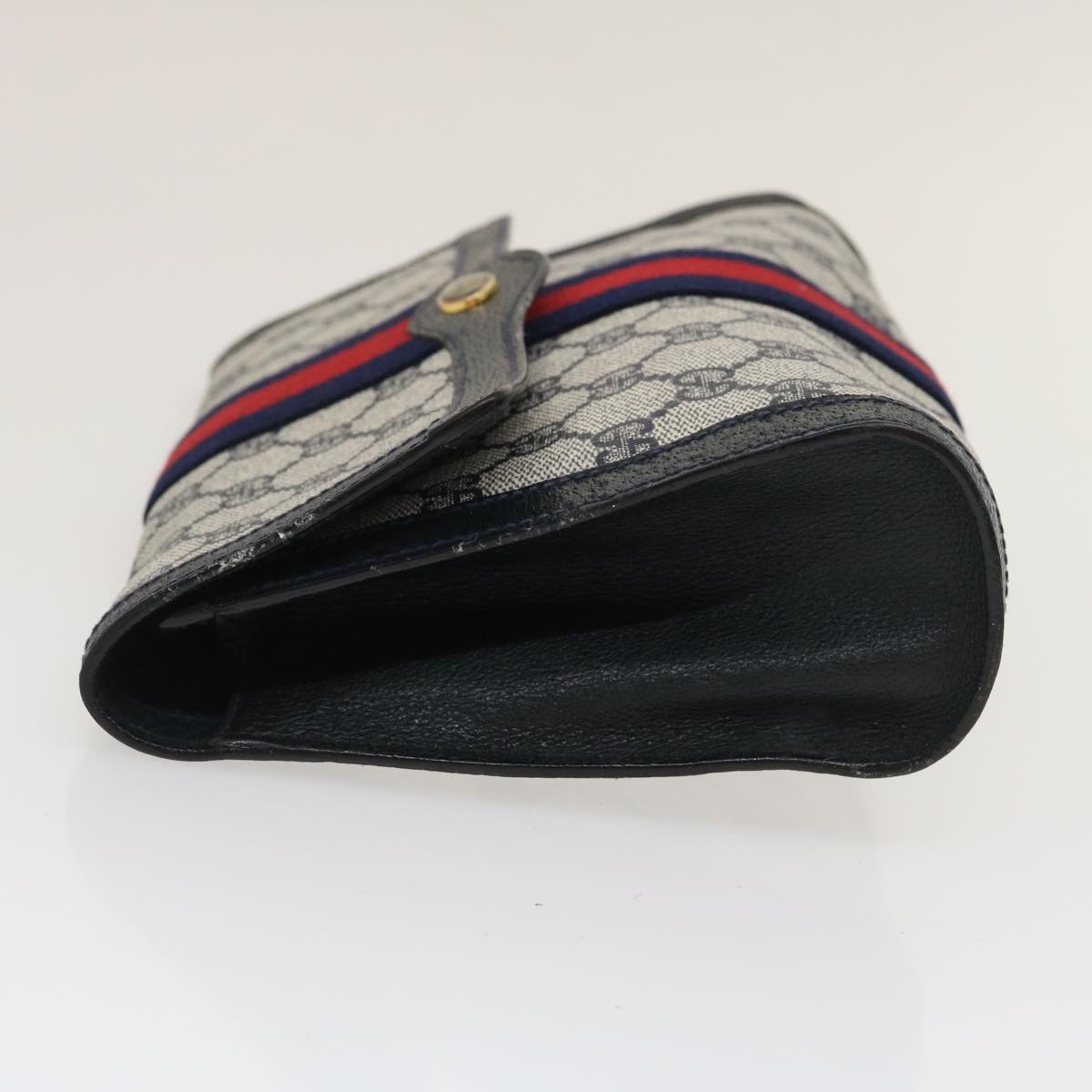GUCCI GG Canvas Sherry Line Clutch Bag Navy Red yk4501