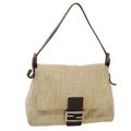 FENDI Mamma Baguette Shoulder Bag Canvas Beige yk4541