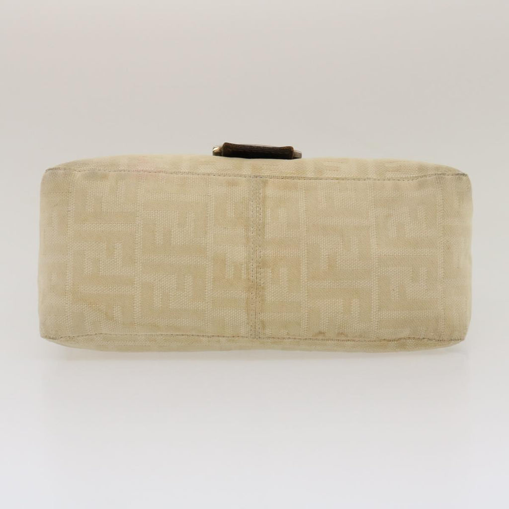 FENDI Mamma Baguette Shoulder Bag Canvas Beige yk4541