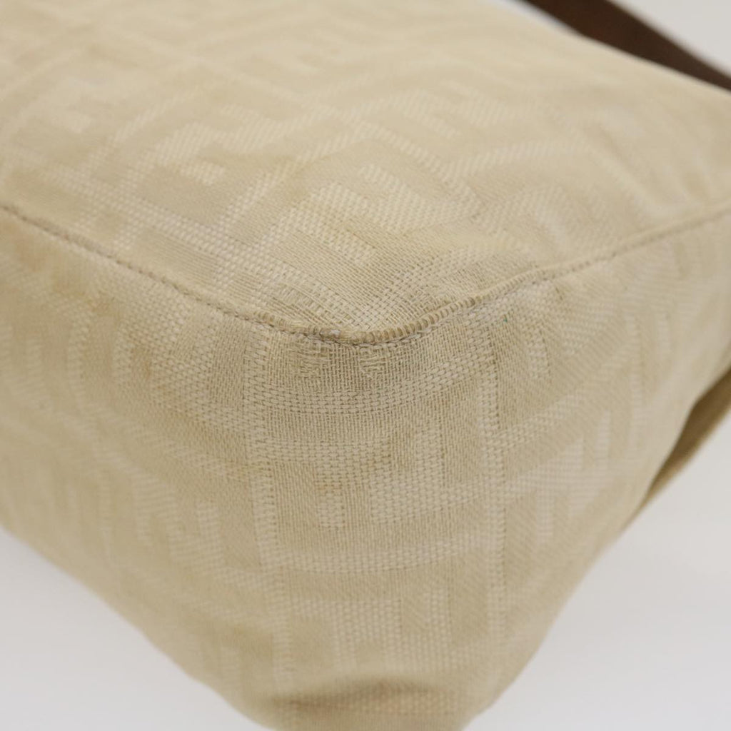 FENDI Mamma Baguette Shoulder Bag Canvas Beige yk4541