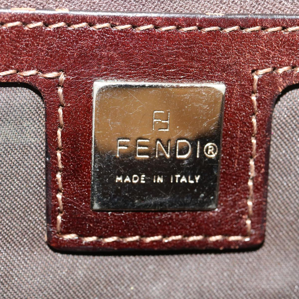FENDI Mamma Baguette Shoulder Bag Canvas Beige yk4541
