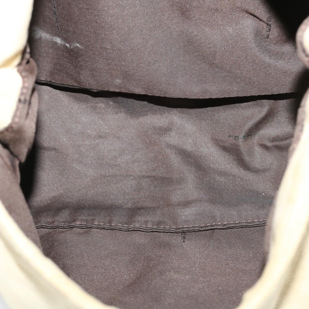 FENDI Mamma Baguette Shoulder Bag Canvas Beige yk4541