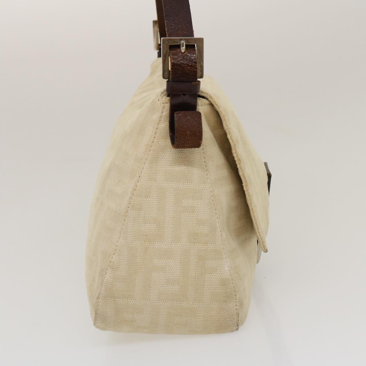 FENDI Mamma Baguette Shoulder Bag Canvas Beige yk4541