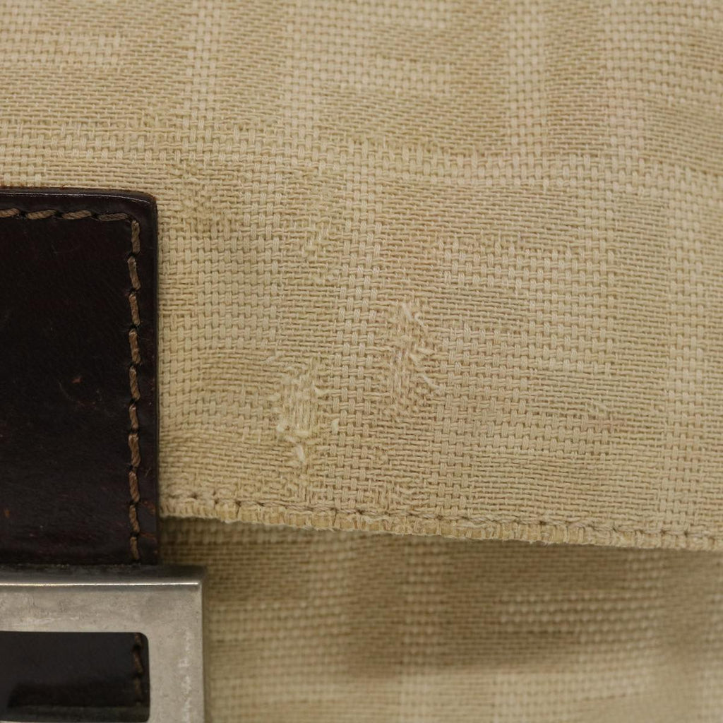 FENDI Mamma Baguette Shoulder Bag Canvas Beige yk4541