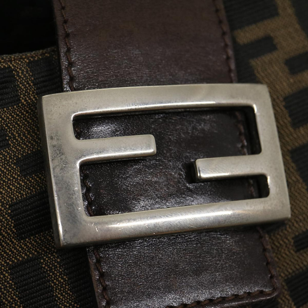 FENDI Zucca Canvas Mamma Baguette Shoulder Bag Brown Black yk4558