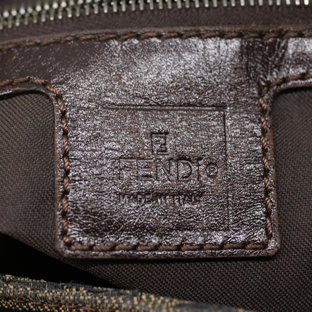 FENDI Zucca Canvas Mamma Baguette Shoulder Bag Brown Black yk4558