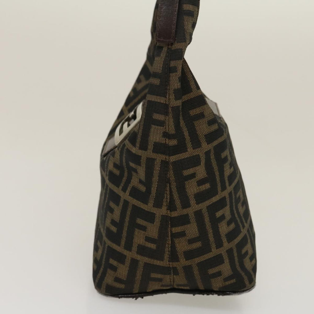 FENDI Zucca Canvas Mamma Baguette Shoulder Bag Brown Black yk4558