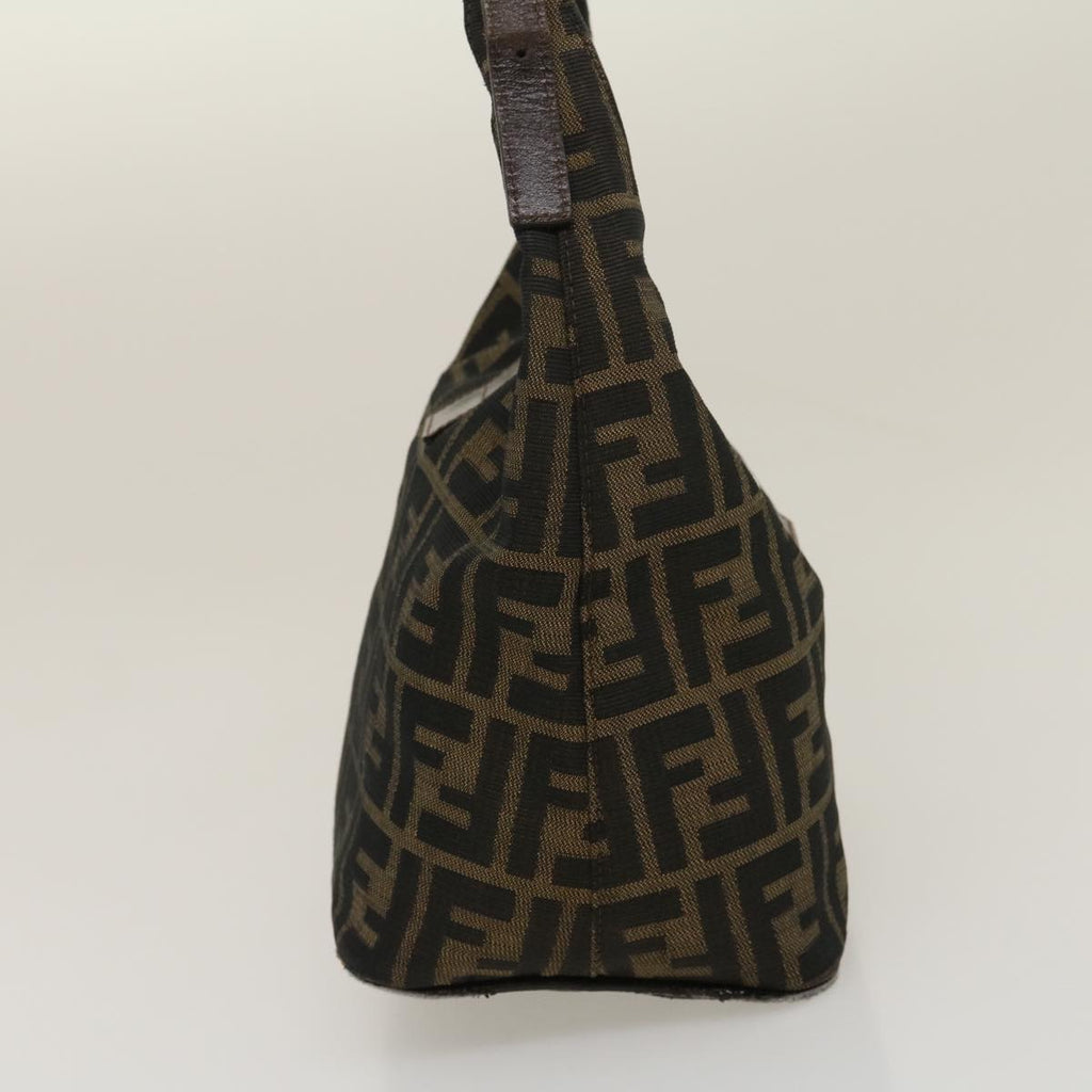 FENDI Zucca Canvas Mamma Baguette Shoulder Bag Brown Black yk4558