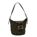 FENDI Zucca Canvas Mamma Baguette Shoulder Bag Brown Black yk4561