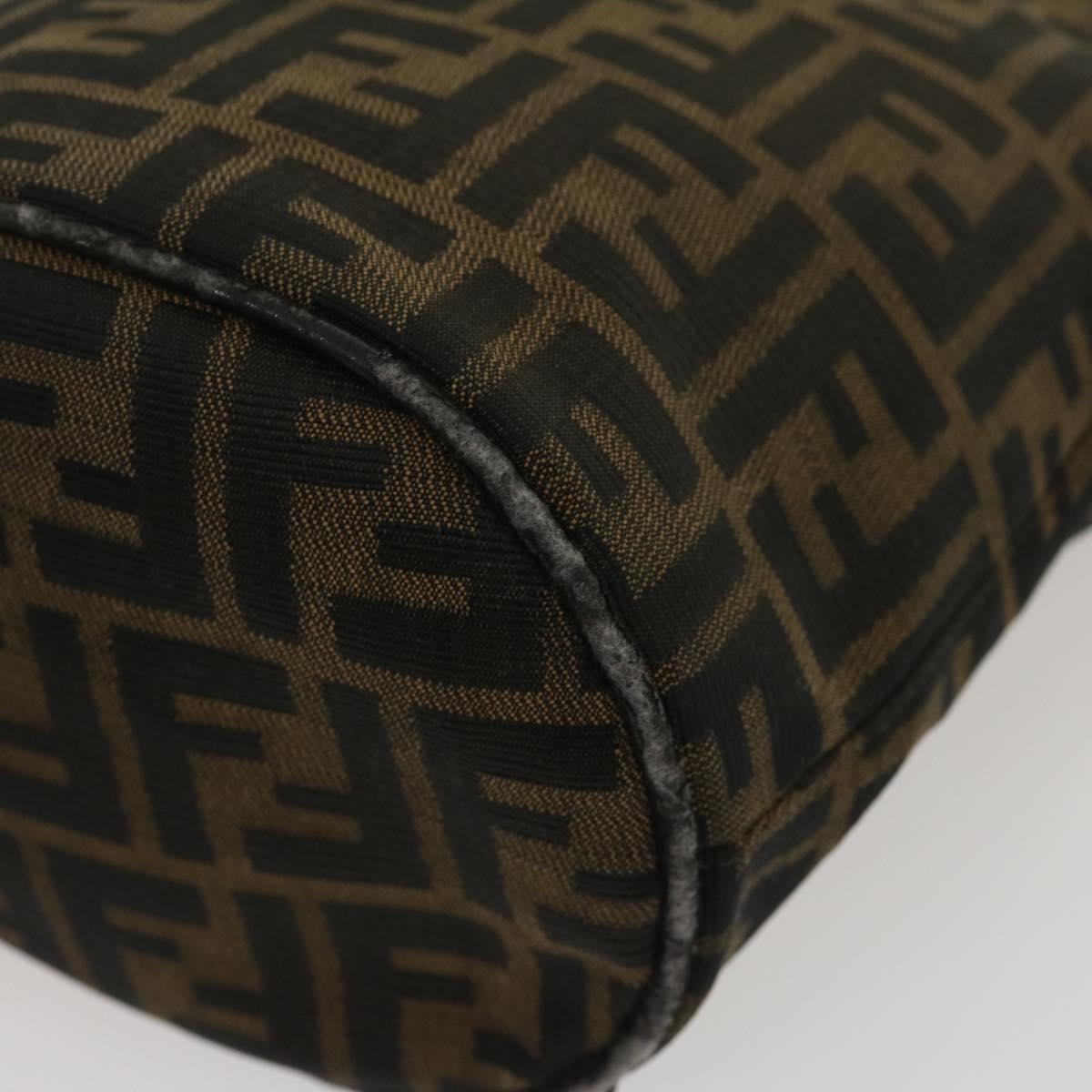 FENDI Zucca Canvas Mamma Baguette Shoulder Bag Brown Black yk4561