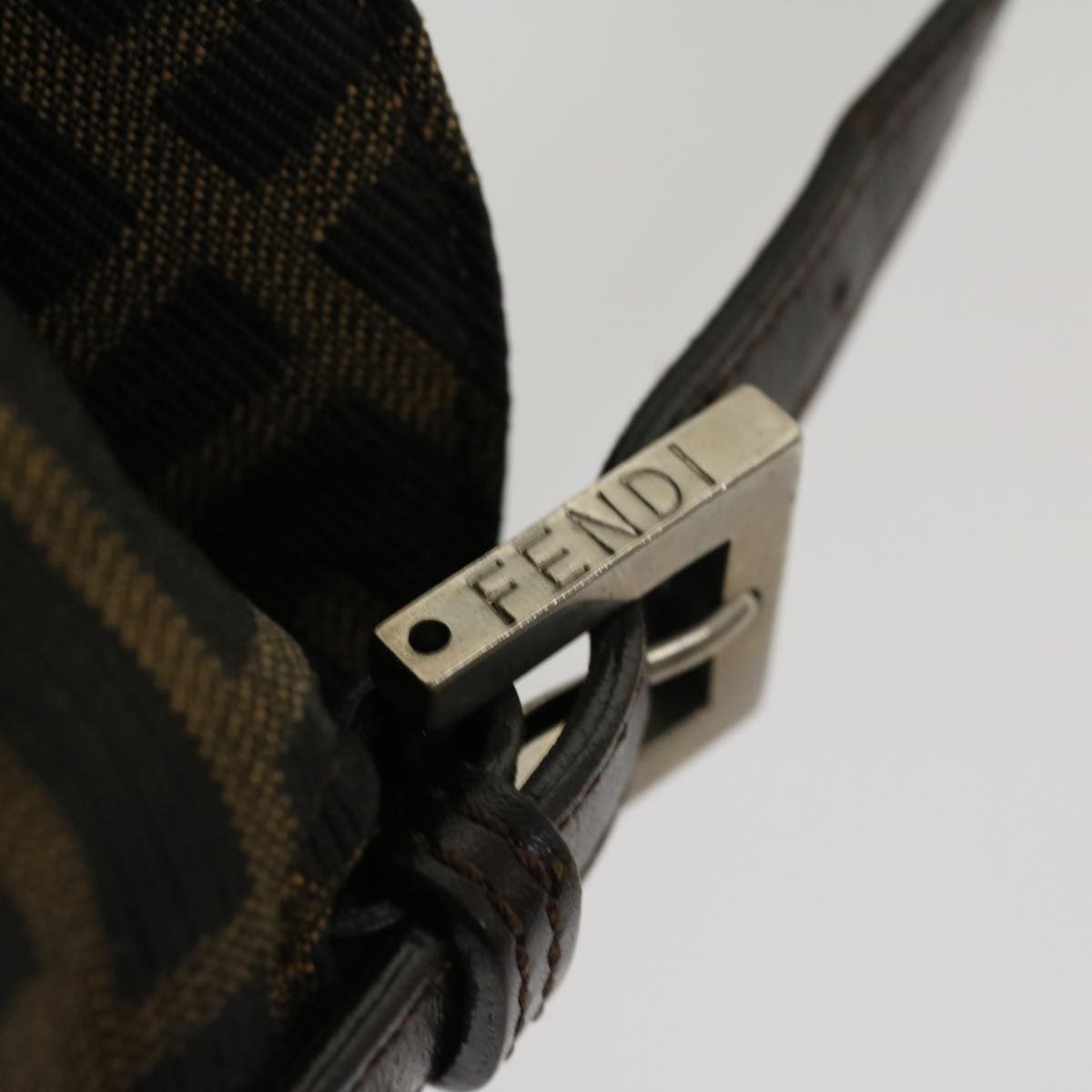 FENDI Zucca Canvas Mamma Baguette Shoulder Bag Brown Black yk4561