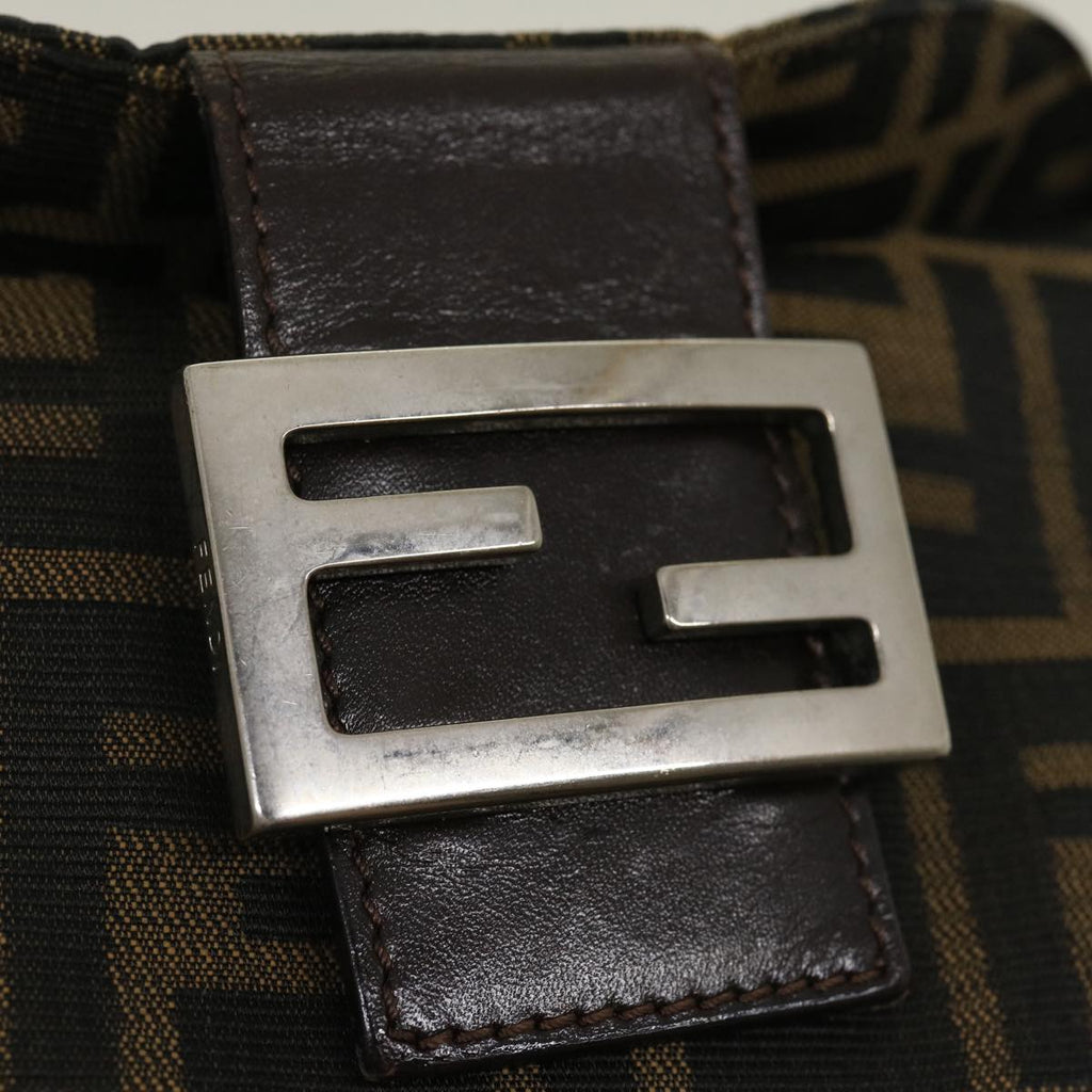 FENDI Zucca Canvas Mamma Baguette Shoulder Bag Brown Black yk4561