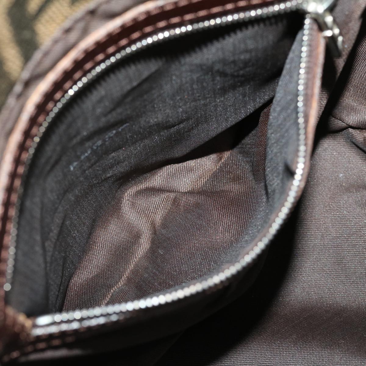 FENDI Zucca Canvas Mamma Baguette Shoulder Bag Brown Black yk4561