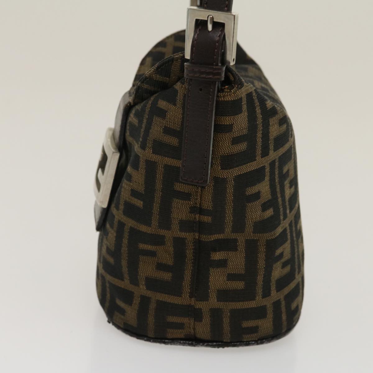 FENDI Zucca Canvas Mamma Baguette Shoulder Bag Brown Black yk4561