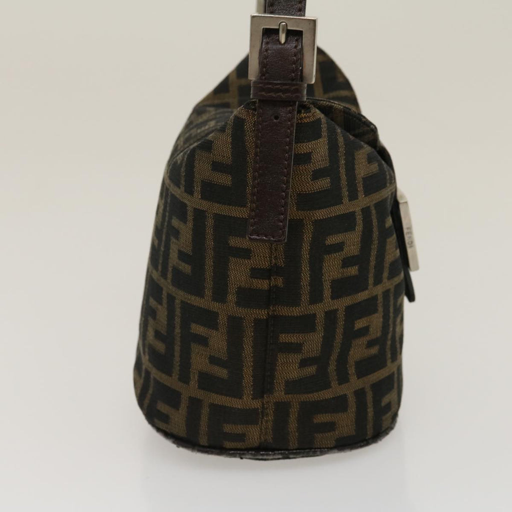 FENDI Zucca Canvas Mamma Baguette Shoulder Bag Brown Black yk4561