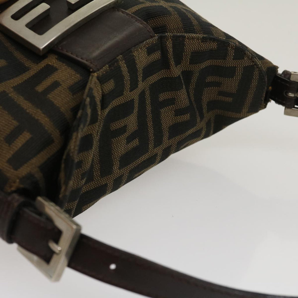 FENDI Zucca Canvas Mamma Baguette Shoulder Bag Brown Black yk4561