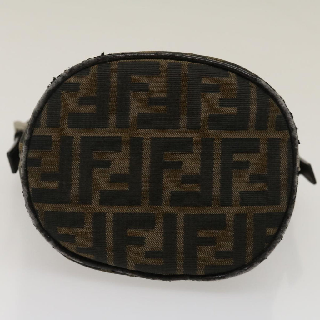 FENDI Zucca Canvas Mamma Baguette Shoulder Bag Brown Black yk4561