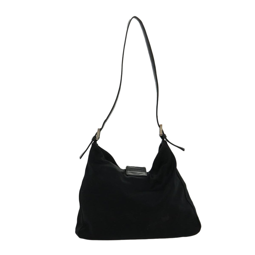 FENDI Mamma Baguette Shoulder Bag Nylon Black yk4679