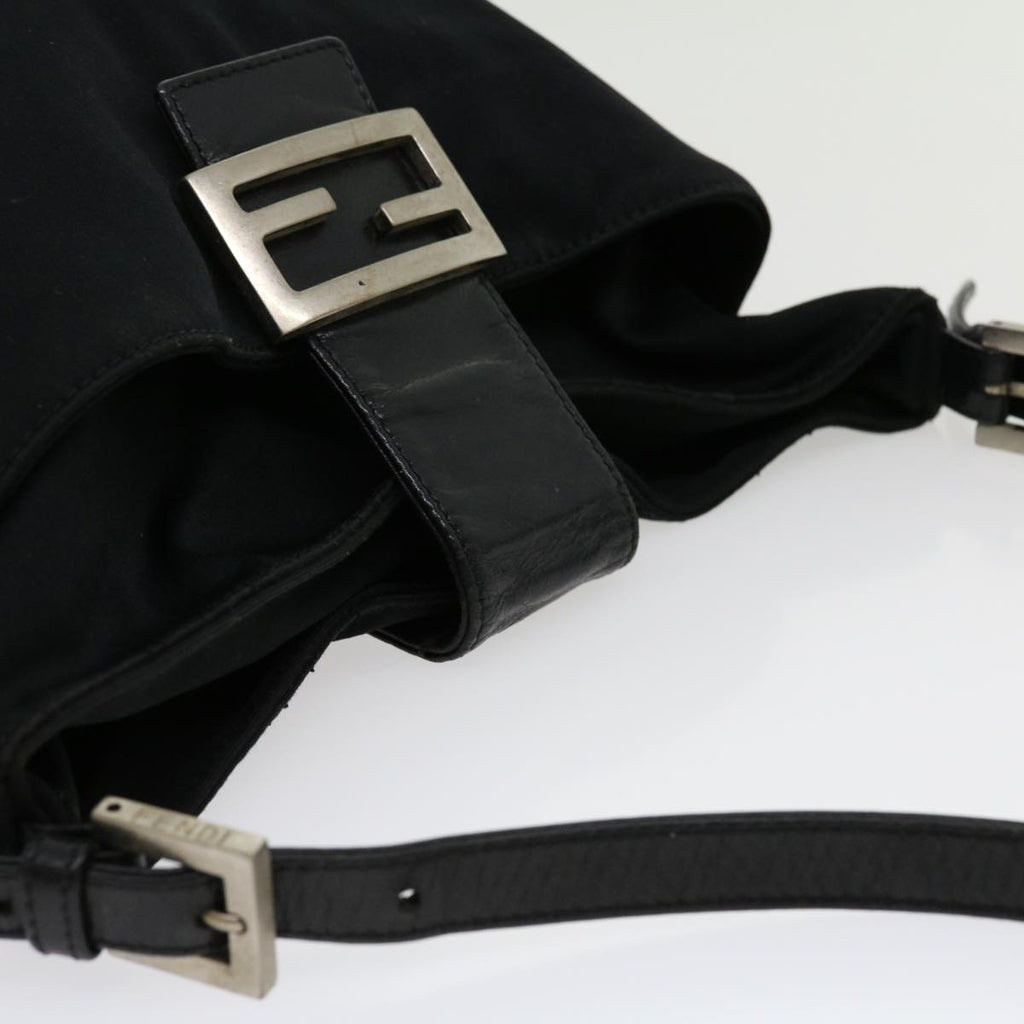 FENDI Mamma Baguette Shoulder Bag Nylon Black yk4679