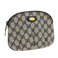 GUCCI GG Canvas Pouch PVC Leather Gray Navy 3780394492 yk4798