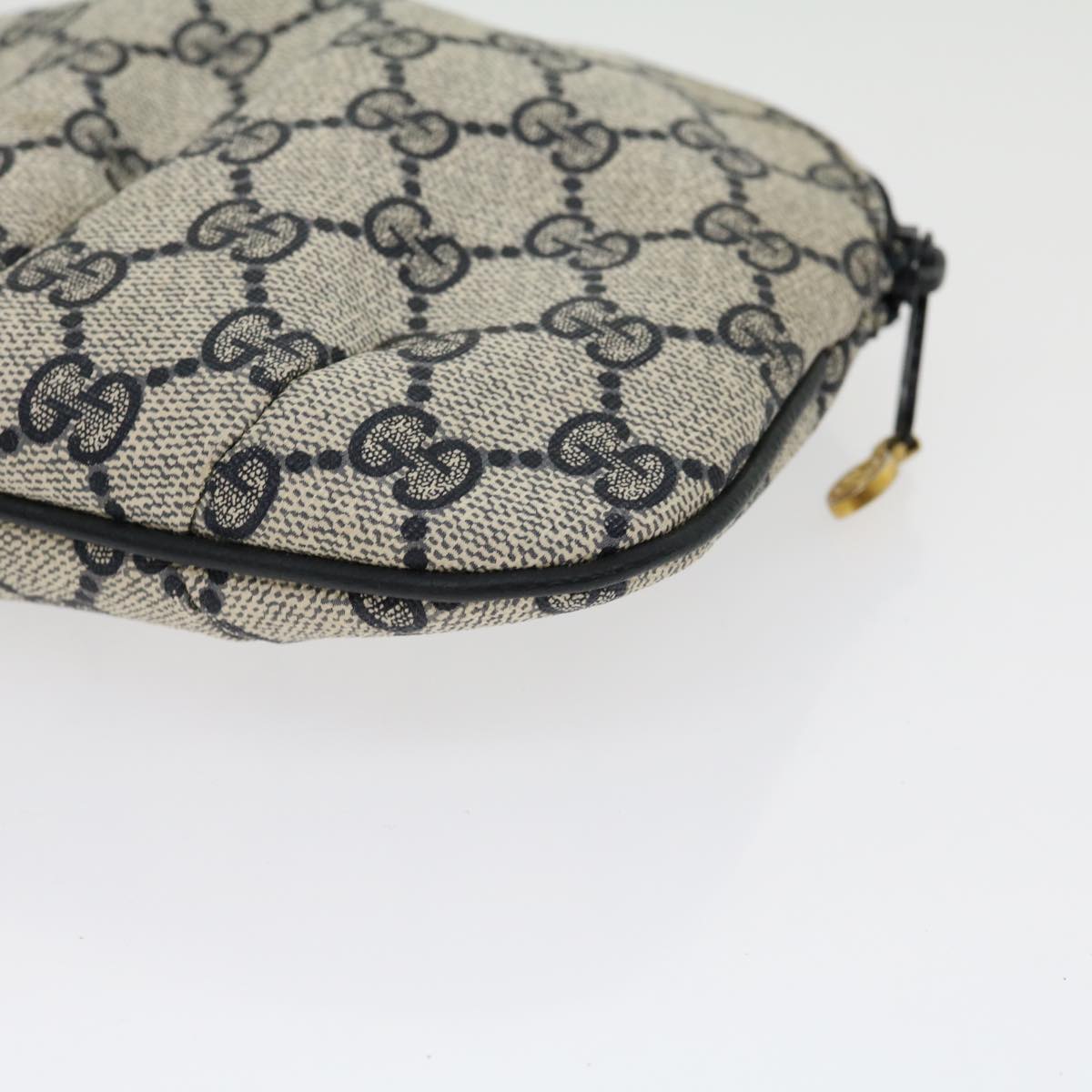 GUCCI GG Canvas Pouch PVC Leather Gray Navy 3780394492 yk4798