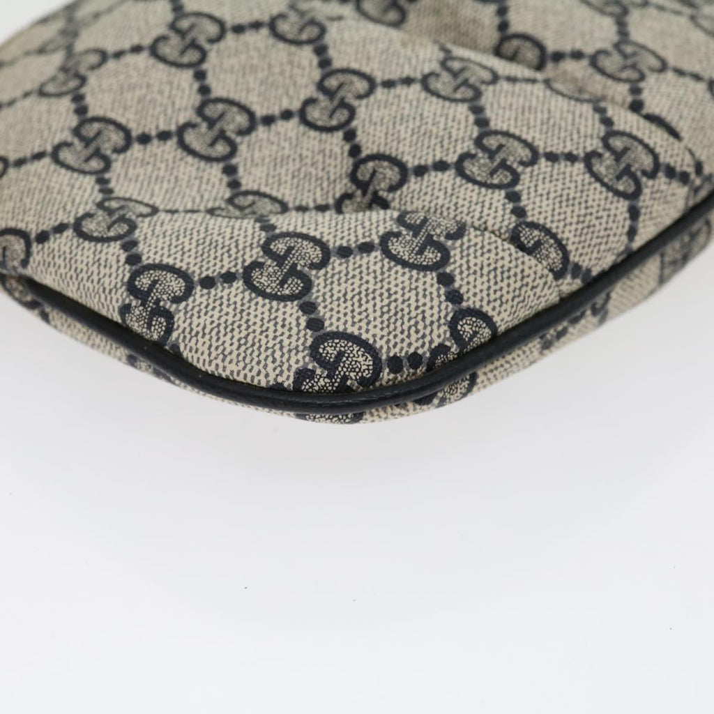 GUCCI GG Canvas Pouch PVC Leather Gray Navy 3780394492 yk4798