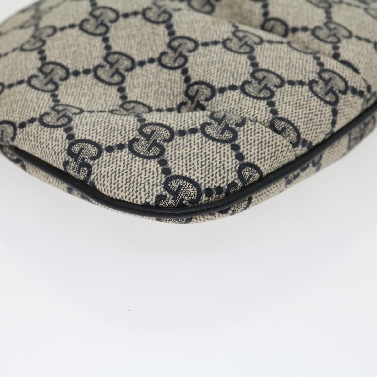 GUCCI GG Canvas Pouch PVC Leather Gray Navy 3780394492 yk4798
