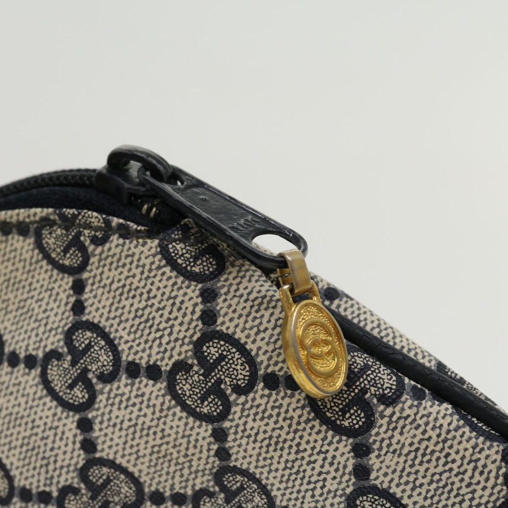 GUCCI GG Canvas Pouch PVC Leather Gray Navy 3780394492 yk4798
