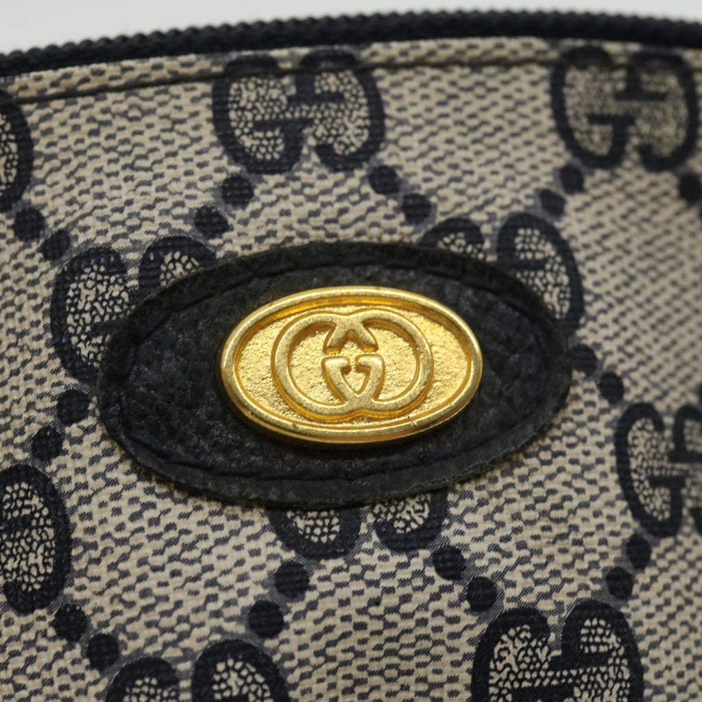 GUCCI GG Canvas Pouch PVC Leather Gray Navy 3780394492 yk4798